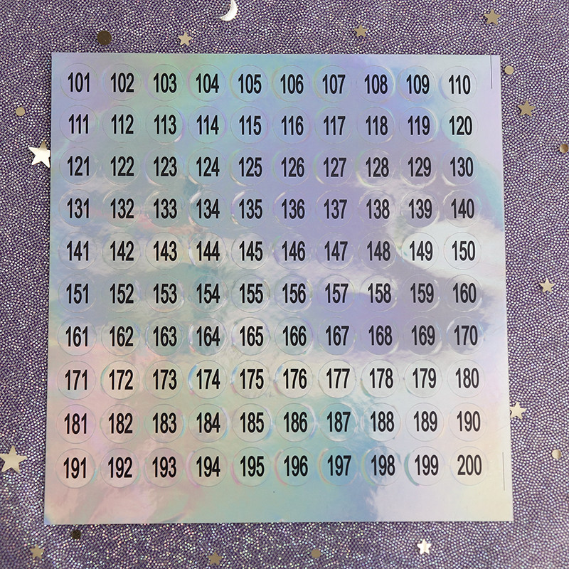 美甲店甲油胶色号贴直径1cm镭射数字贴标签1-300美甲工具