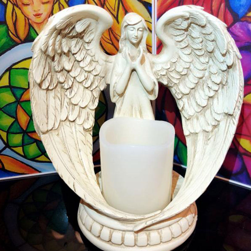 天使烛台石膏摆件静心冥想净化环境营造灵性摆件