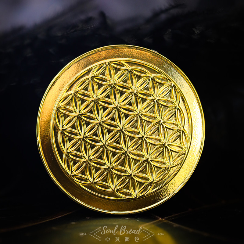 心灵面包生命之花能量图腾幸运币神圣几何符号摆件