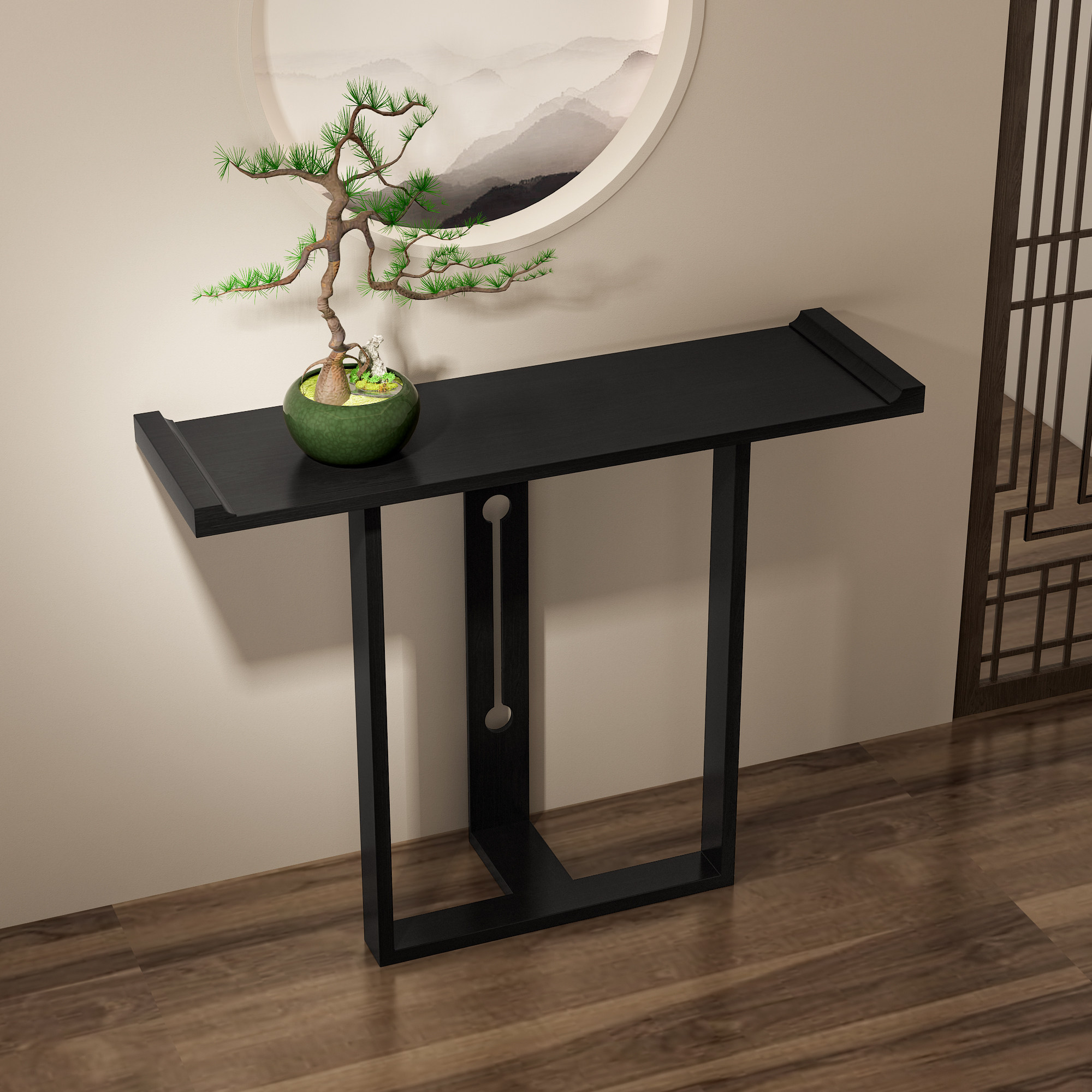 玄关新中式仿古条案靠墙走廊入户供桌香案简约玄关台