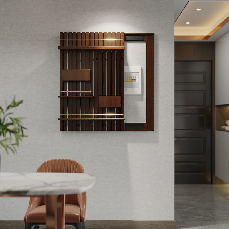 新中式装饰画闸盒盒电收纳创意遮挡配电箱电表实木现代装饰画