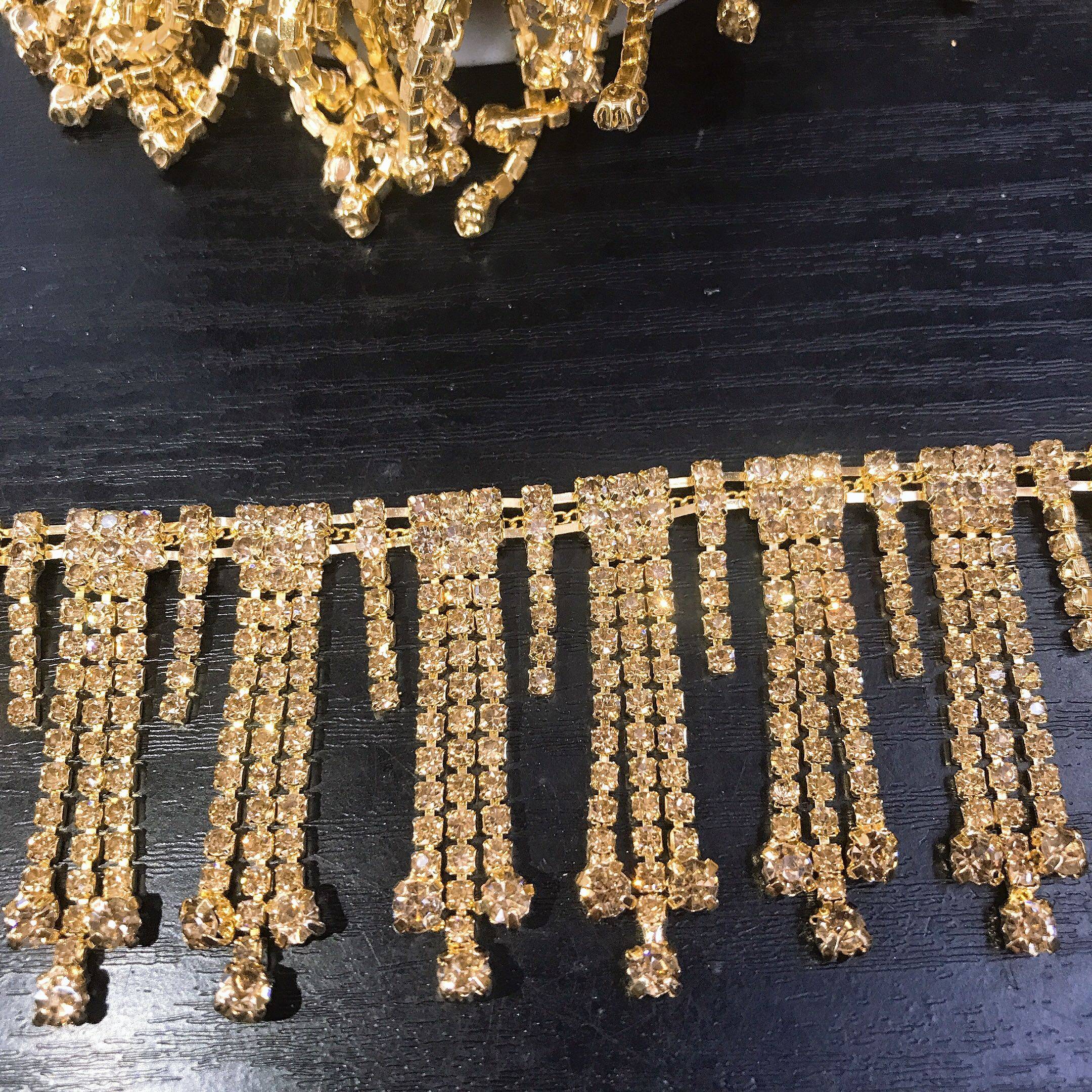 diy手工花式水钻链流苏款链条装饰钉珠婚纱舞蹈服鞋帽装辅料配件