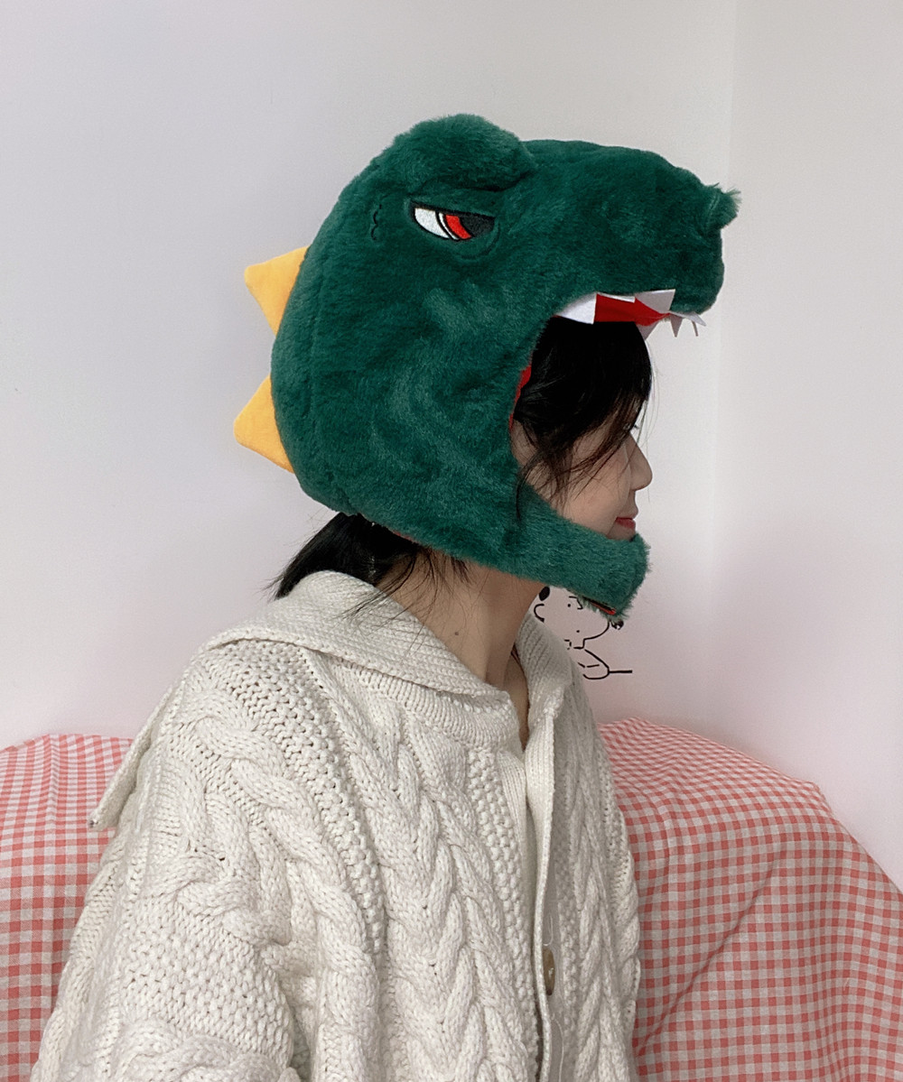 ins少女可爱卡通男女女款搞怪创意恐龙帽子帽子