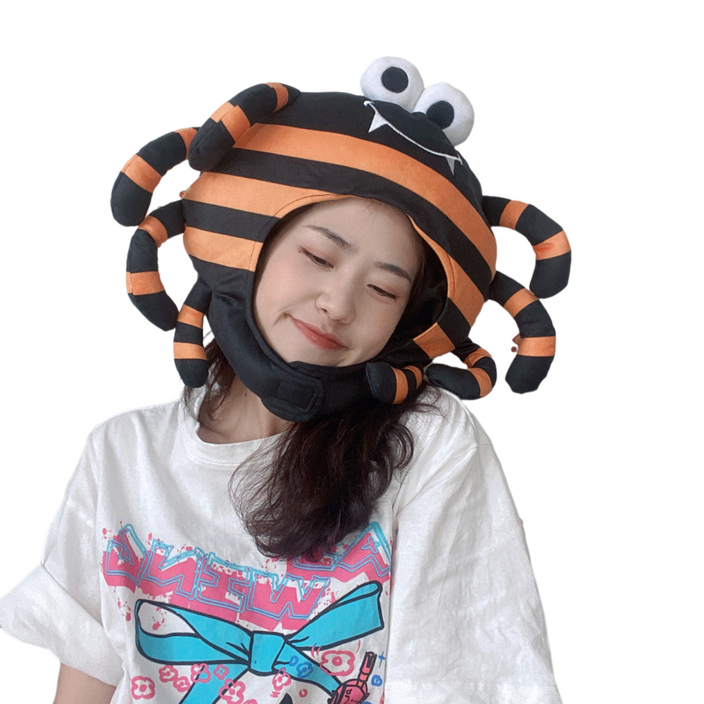 日韩ins少女心搞卡通蜘蛛头套帽子发饰万圣节帽子