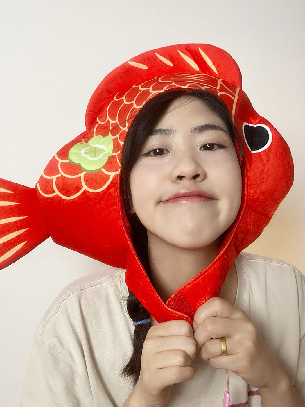 少女ins可爱卡通搞怪鱼帽红色锦鲤头套帽子帽子