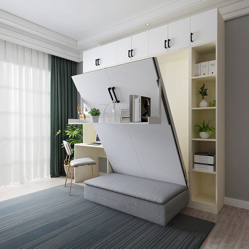隐形床壁床柜床墨菲床多功能折叠沙发床两用可定制书桌书架组合柜
