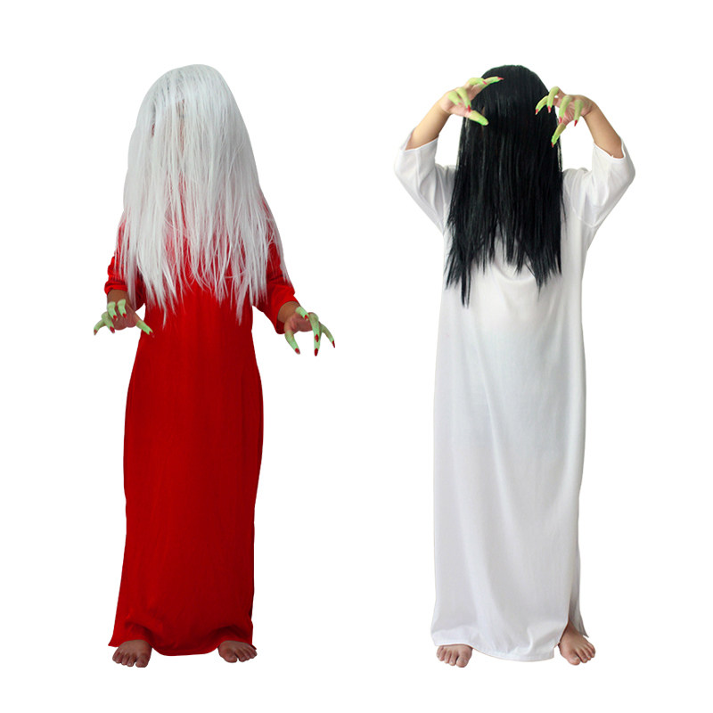 成人女鬼衣贞子衣服红白色女鬼衣服万圣节恐怖服装幽灵笔仙cos服