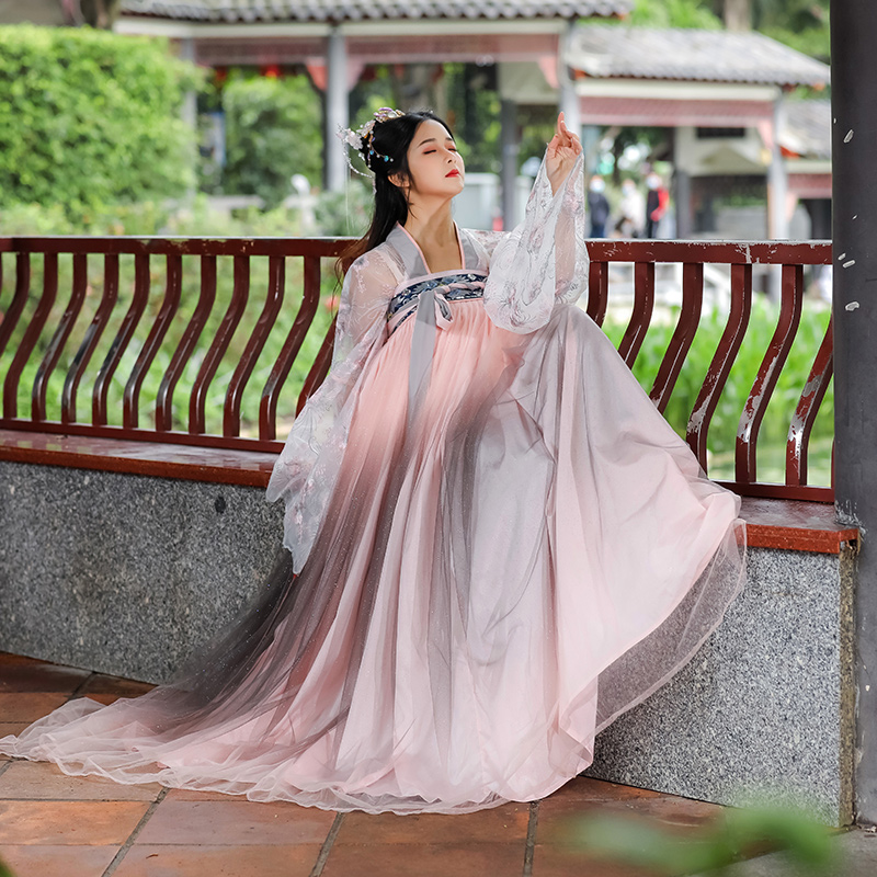 汉服女中国风夏季日常改良齐腰超仙白菜全套汉服