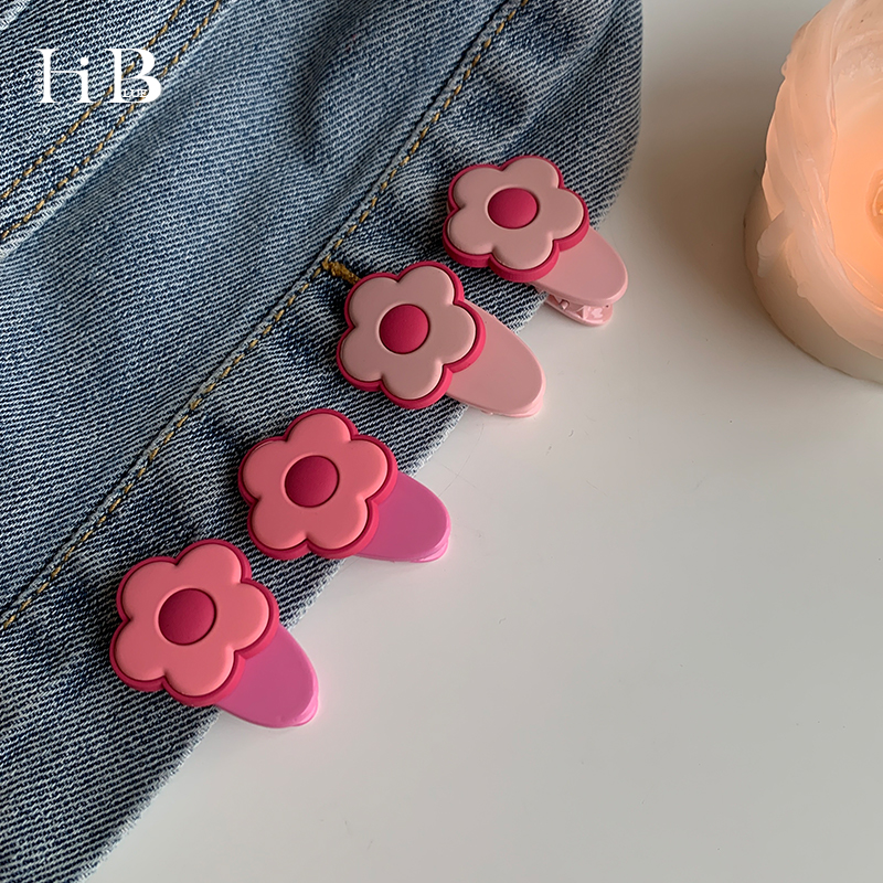 韩国ins粉色花朵夹子头饰发夹可爱日系边夹发饰