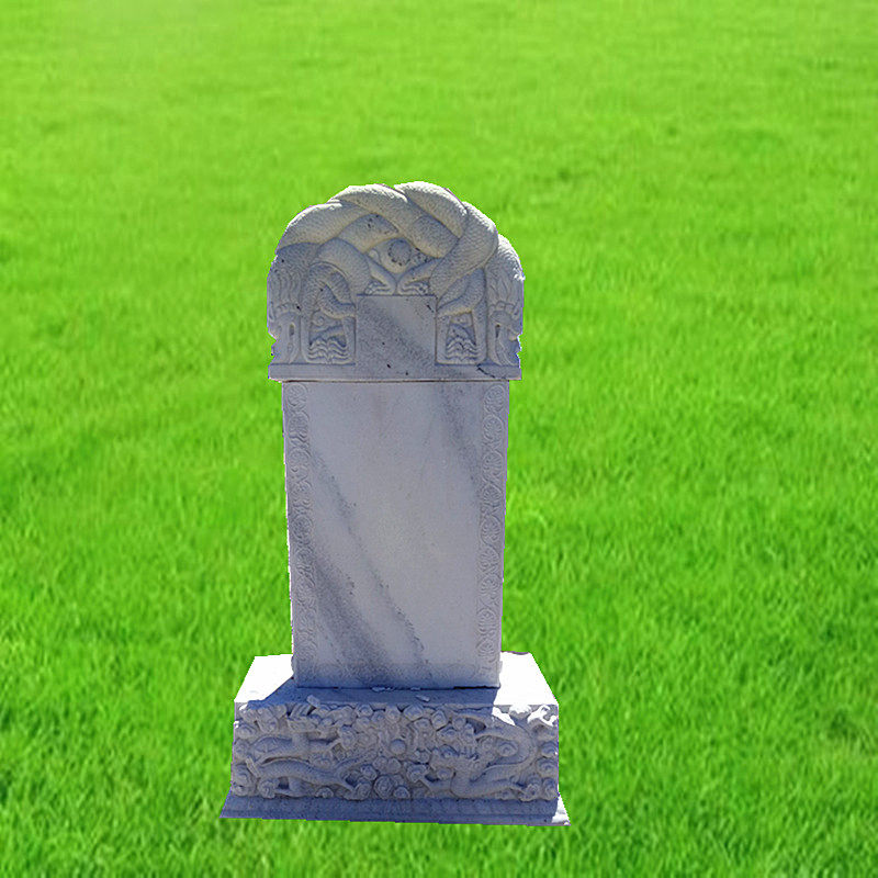 石雕汉白玉蛟龙碑头复古怀旧中式寺院庙宇摆件石雕