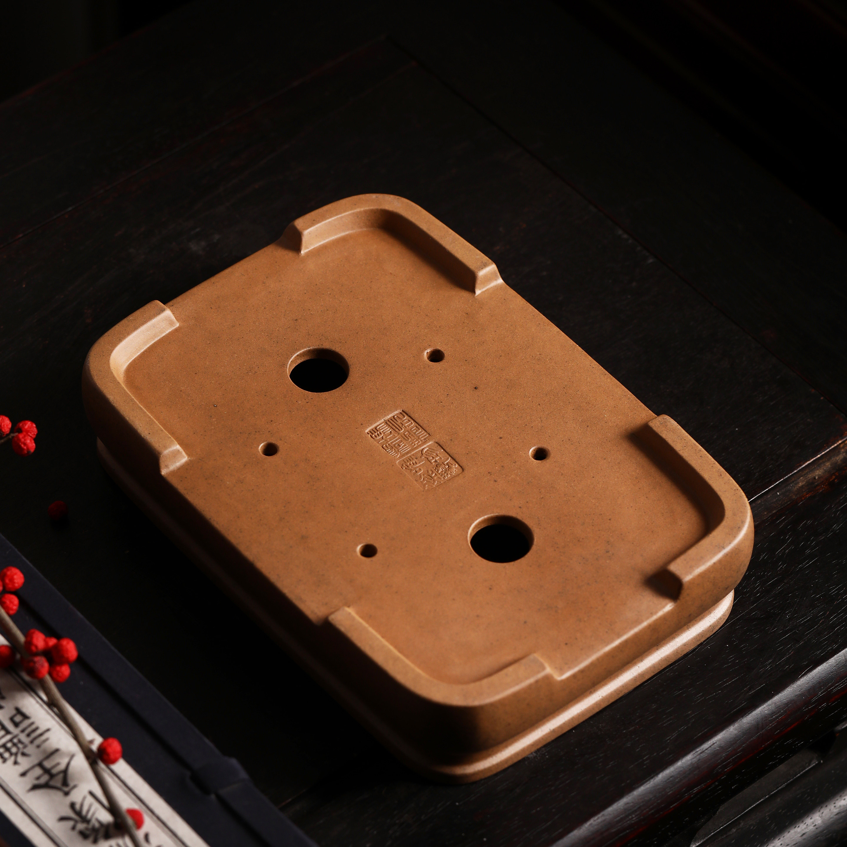 紫砂花盆陶瓷盆景唯珍家手工盆柴浅盆觅陶乡桌面花盆