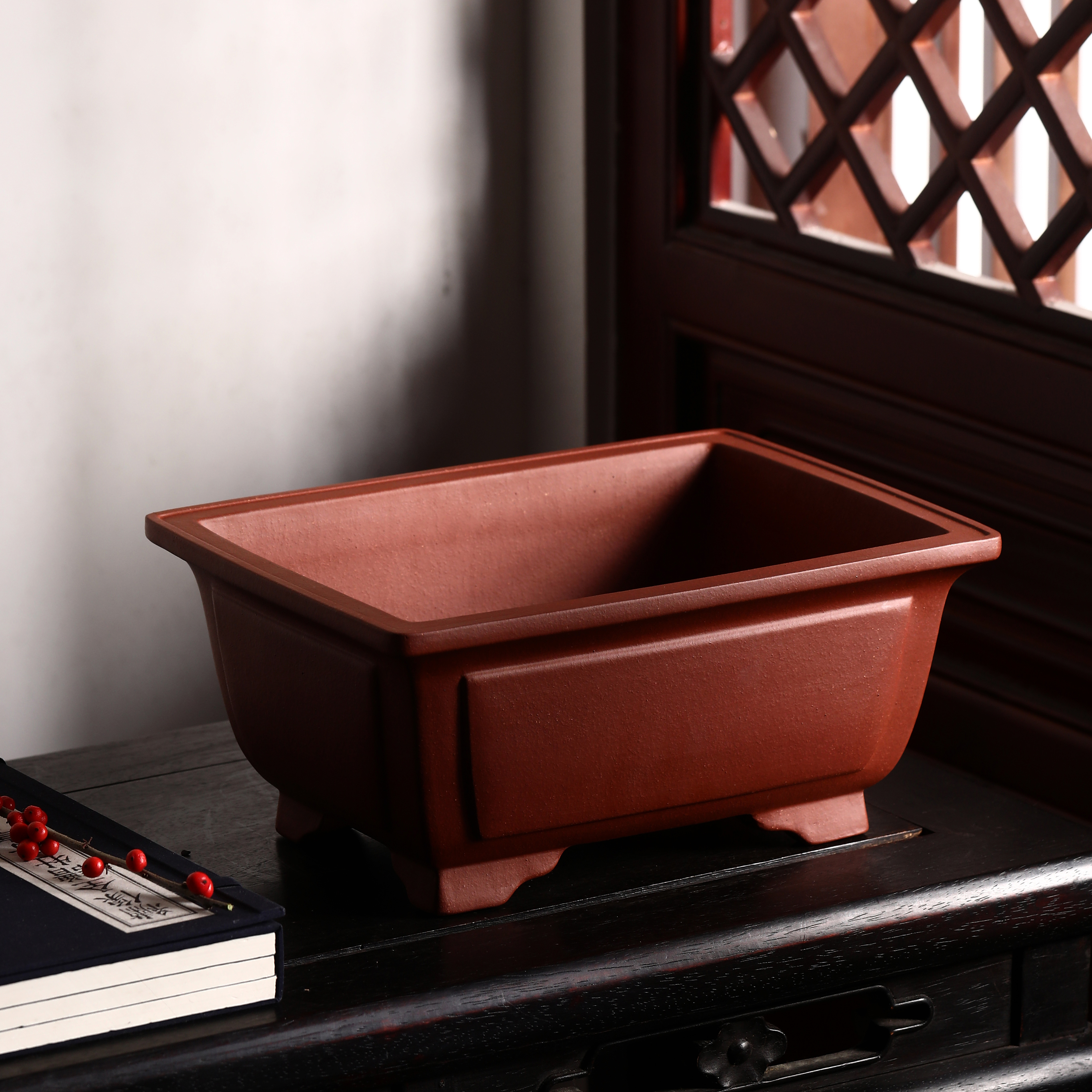 紫砂花盆盆景王永清奎面马槽一颗长方手工精品花盆