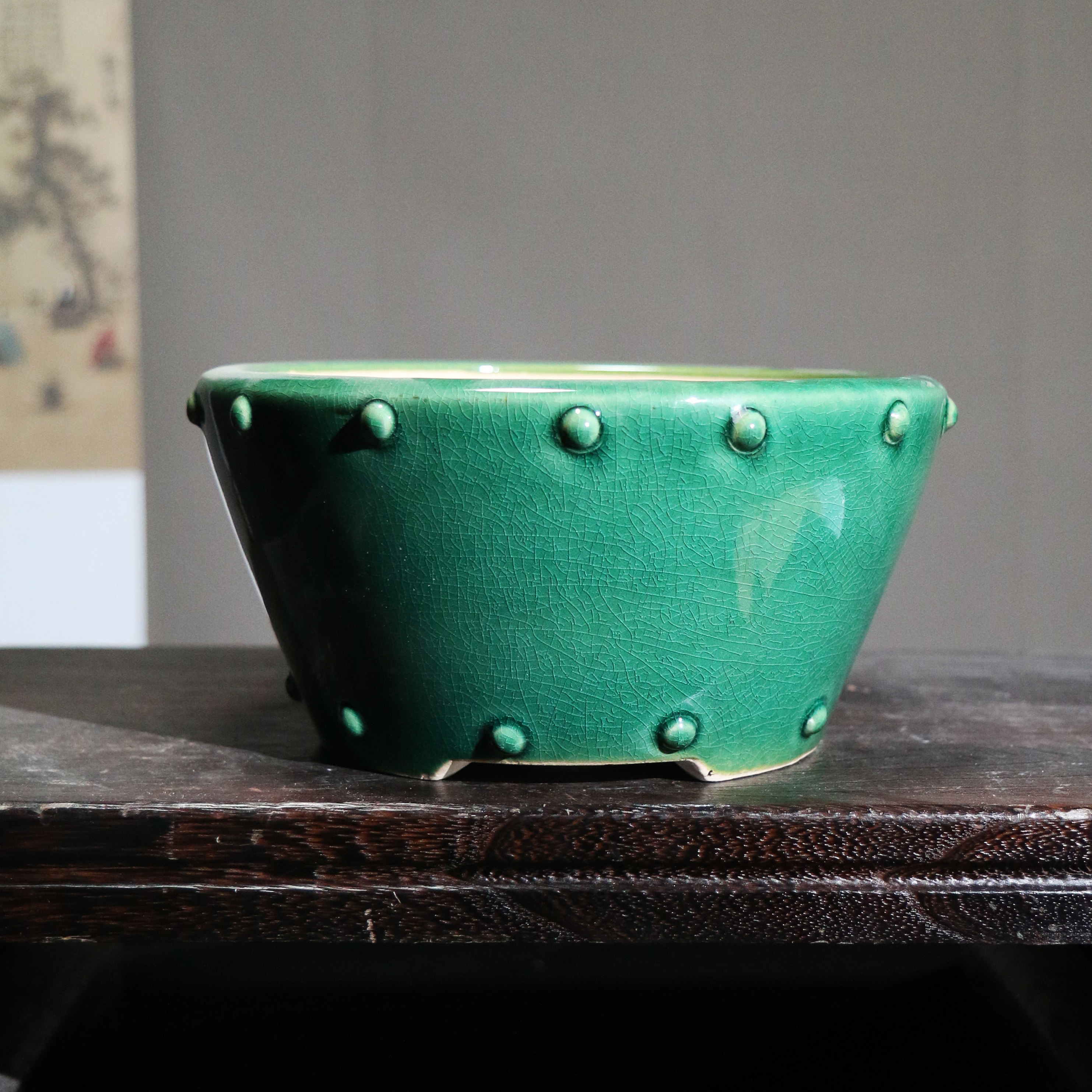 紫砂花盆圆形鼓盆陶瓷盆景盆斗盆觅陶乡张治诚桌面花盆