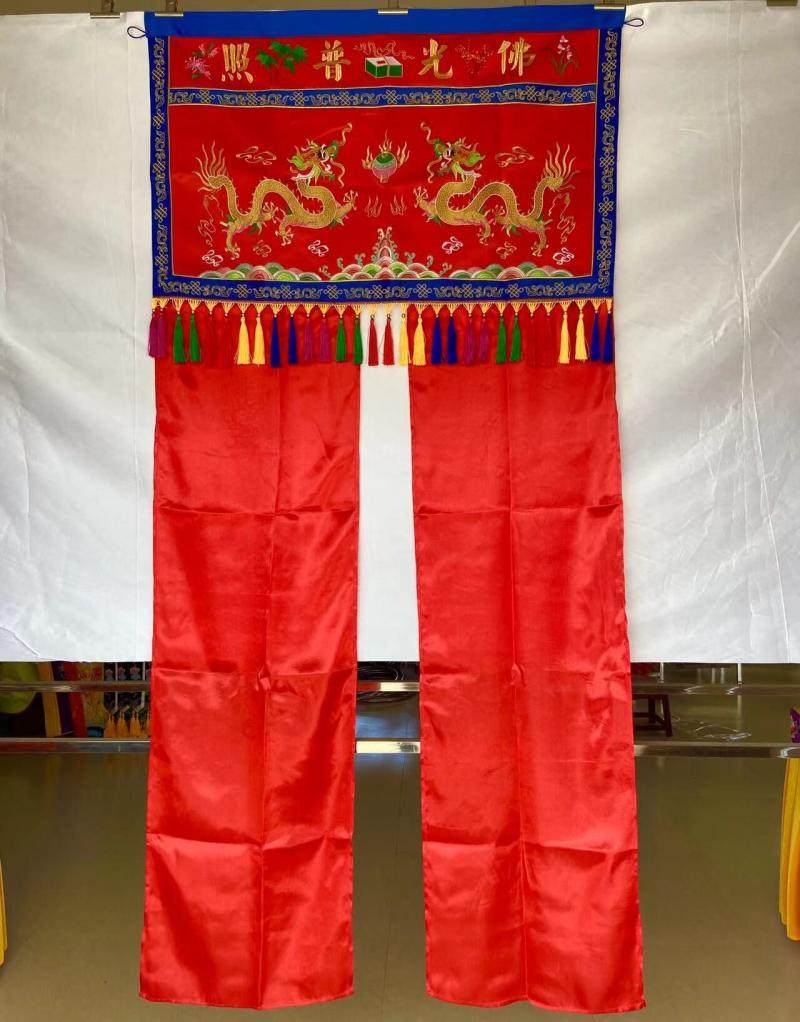 双龙莲花新款佛帐龙门耳帐帷幔门楣佛堂佛前刺绣