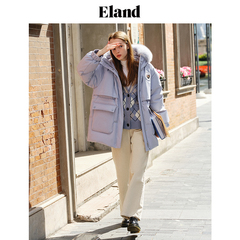 Eland衣恋羽绒服连帽保暖宽松短款大毛领派克服2022年冬季新款价格比较
