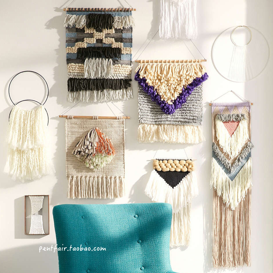 波西米亚壁挂装饰画挂布客厅卧室民宿手工布壁挂背景挂毯