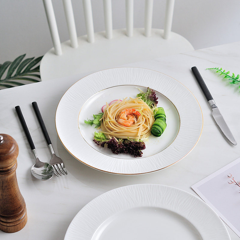 餐盘金边浮雕轻奢西餐牛排酒店餐厅摆盘ins盘