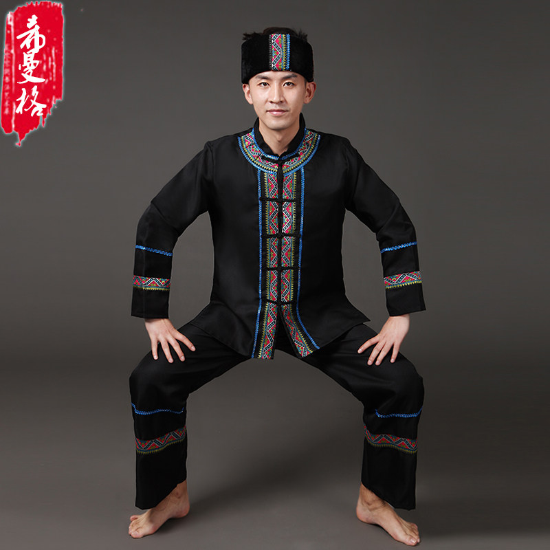 少数民族服装男佤族壮族苗族演出服梁山族土家族布朗族布依族服装
