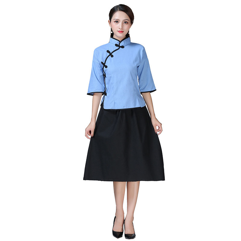 民国女装国风套装学生装五四青年装女毕业服装民族服装