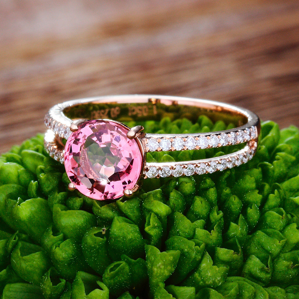 萨维娅saweiya 2克拉天然粉红色碧玺戒指 9k18k玫瑰金 女 彩宝