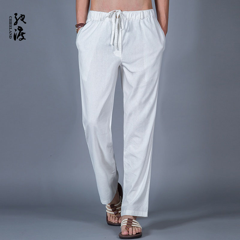 亚麻裤男夏季宽松薄款直筒沙滩裤大码白色休闲裤棉麻裤子男士长裤