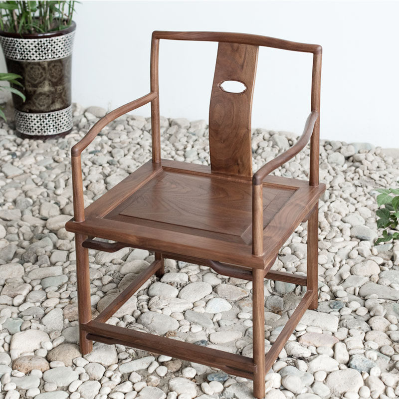 木羲元椅围榆木桌椅餐桌椅子实木官帽禅意胡桃木围椅