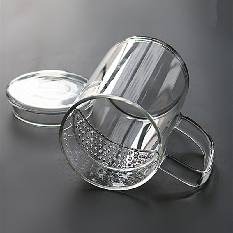 茶杯高硼硅玻璃月牙杯中中式加厚耐热同心杯带茶杯