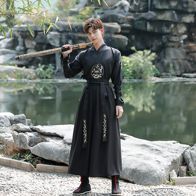魏晋汉服男古风武侠剑客男士大码学生班服套装民族服装