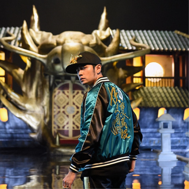 春秋款周杰伦昆凌同款双截棍竹梅刺绣夹克外套男女中国风潮棒球服