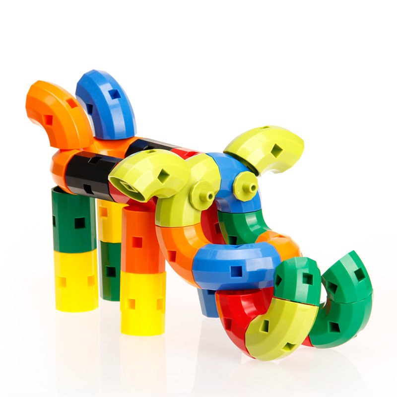 幼儿园旋转拼装水管道积木塑料拼插益智儿童玩具男孩女孩3-6周岁