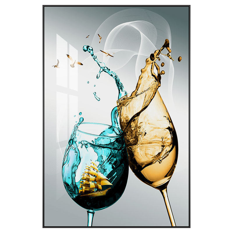 杯中美酒 现代轻奢餐厅装饰画抽象酒杯饭厅歺厅挂画酒吧ktv墙壁画