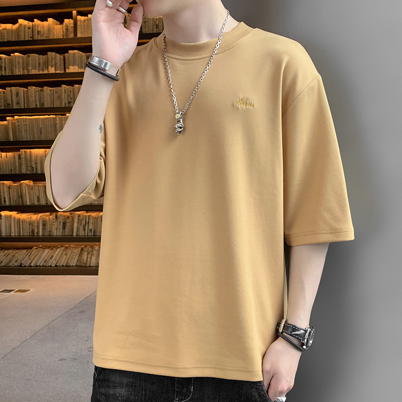 男士短袖T恤2022新款夏季宽松ins潮流春秋七分袖港风半袖体恤上衣