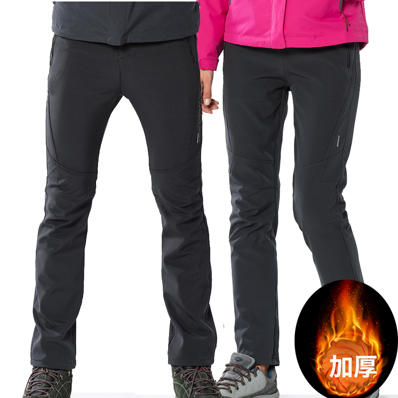 冬季冲锋裤女加绒加厚防风保暖户外男防水登山裤软壳抓绒裤保暖裤
