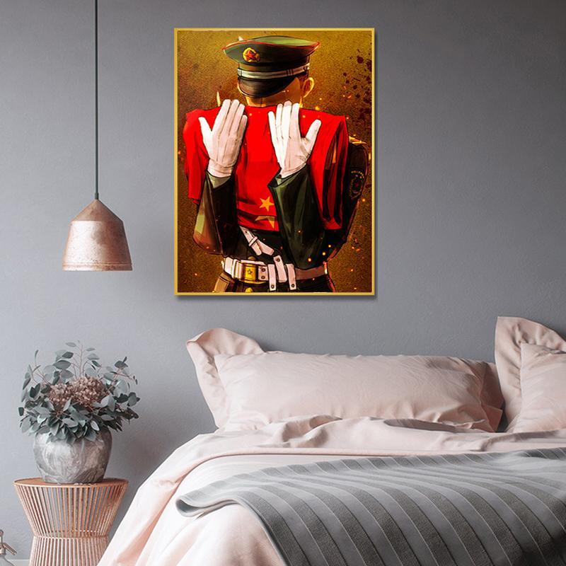 军人十字绣2021新款客厅卧室亲吻国旗哥哥简单十字绣套件