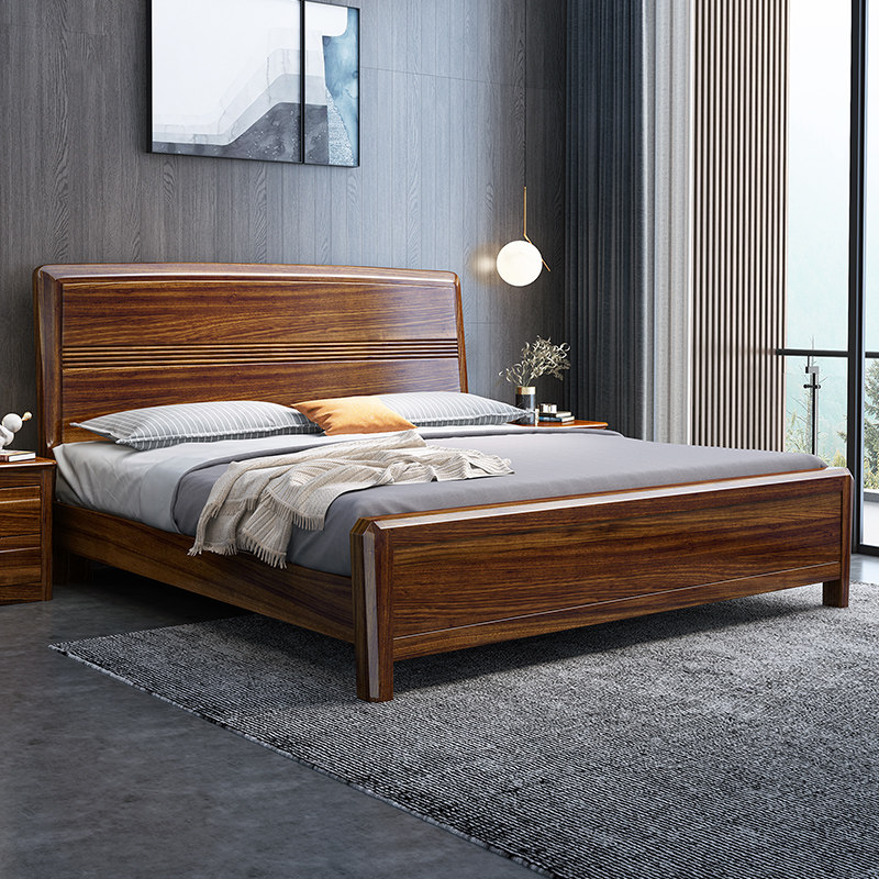 新款乌金金木实木木床米新中式原木双人床现代简约实木床