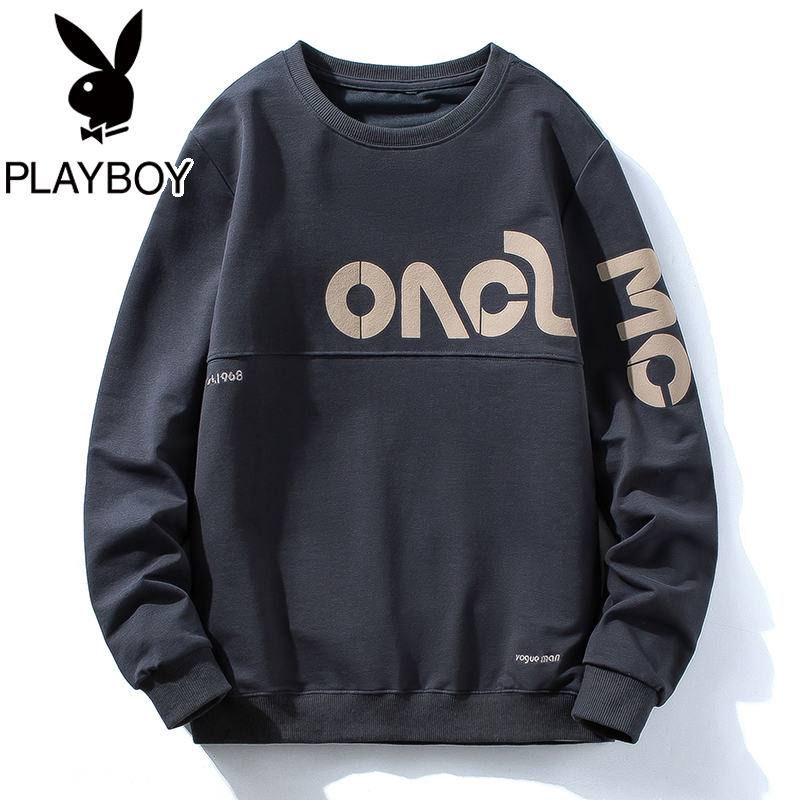 花花公子长袖T恤男士潮牌打底衫2022春季新款圆领卫衣男装上衣服