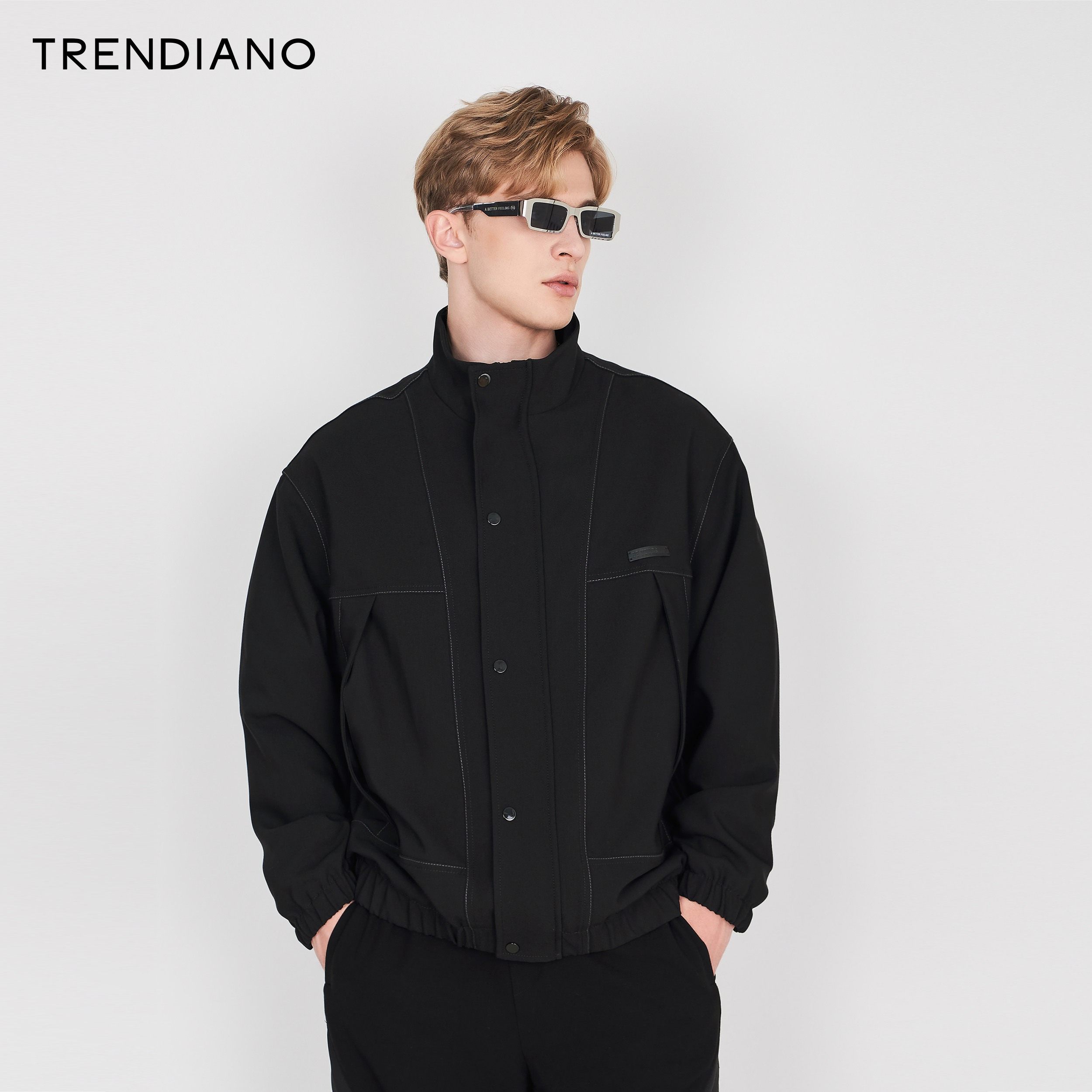 trendiano官方2023新款春季男士翻领外套开衫设计夹克