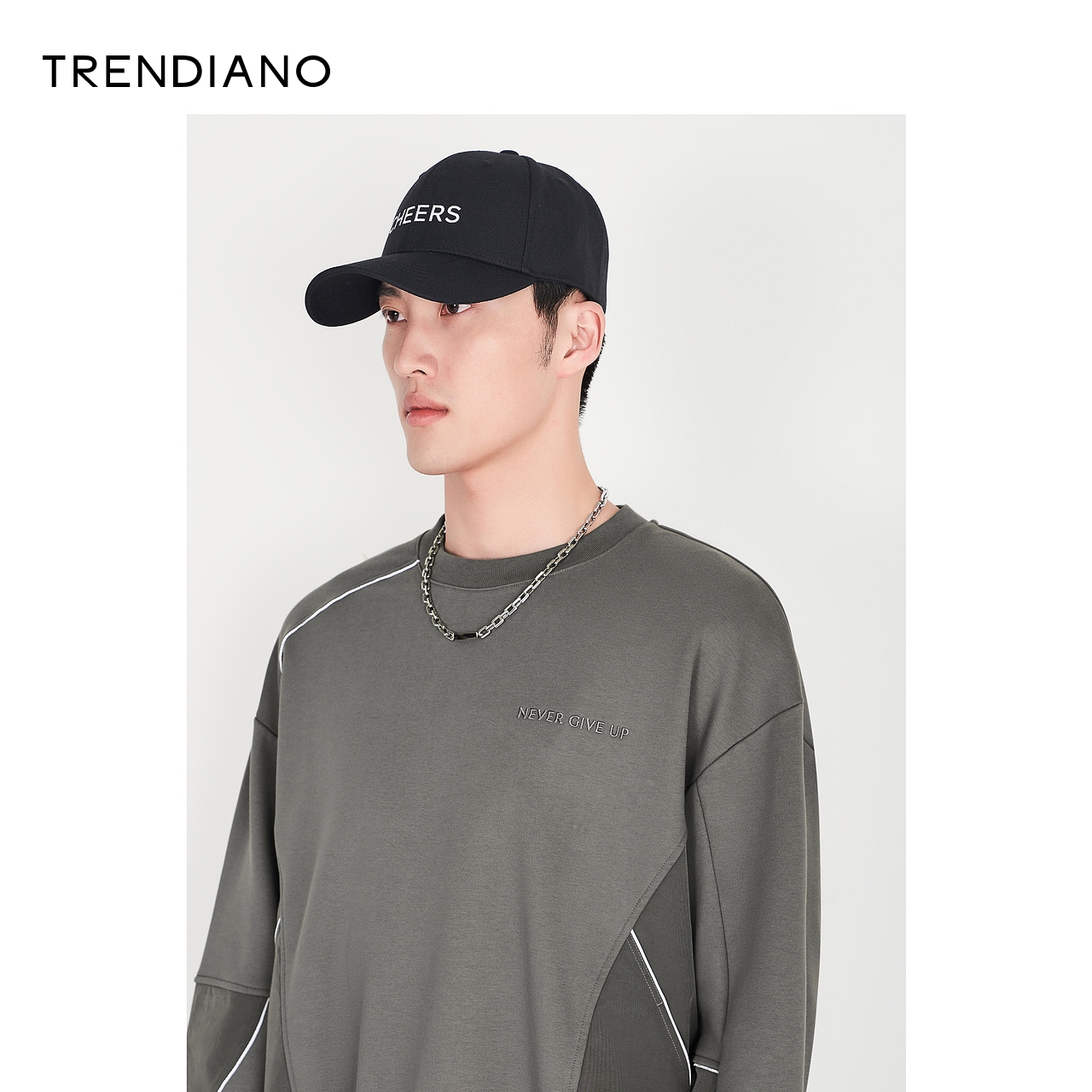 trendiano官方男装2022秋季新款撞色圆领休闲长袖卫衣