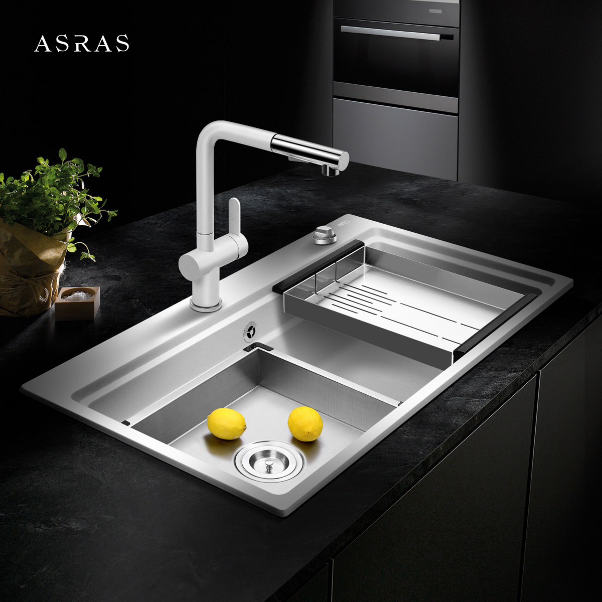 阿萨斯加厚石英花岗岩手工水槽单槽厨房洗菜菜盆水槽套餐