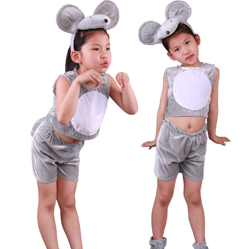 儿童小老鼠表演服装幼儿老鼠造型演出服分体动物儿童演出服