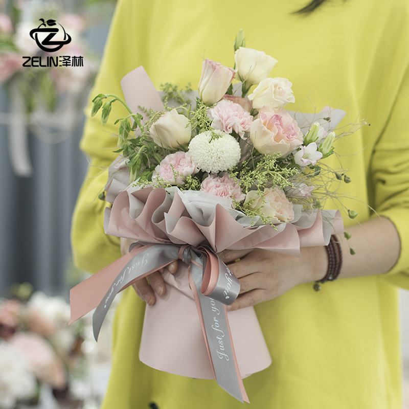 泽林鲜花包装材料 2.5CM压纹丝带绸带印花英文款彩带 礼品包装带 - 图3
