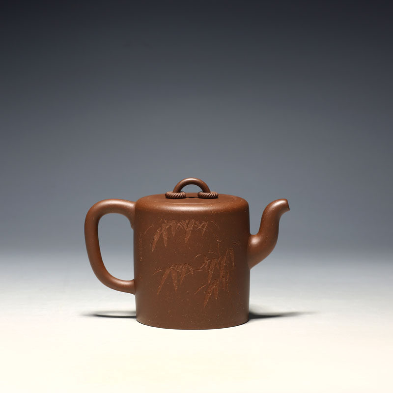 明理茶艺潘伟明手工350cc双圈壶石陶刻宜兴紫砂茶壶茶壶