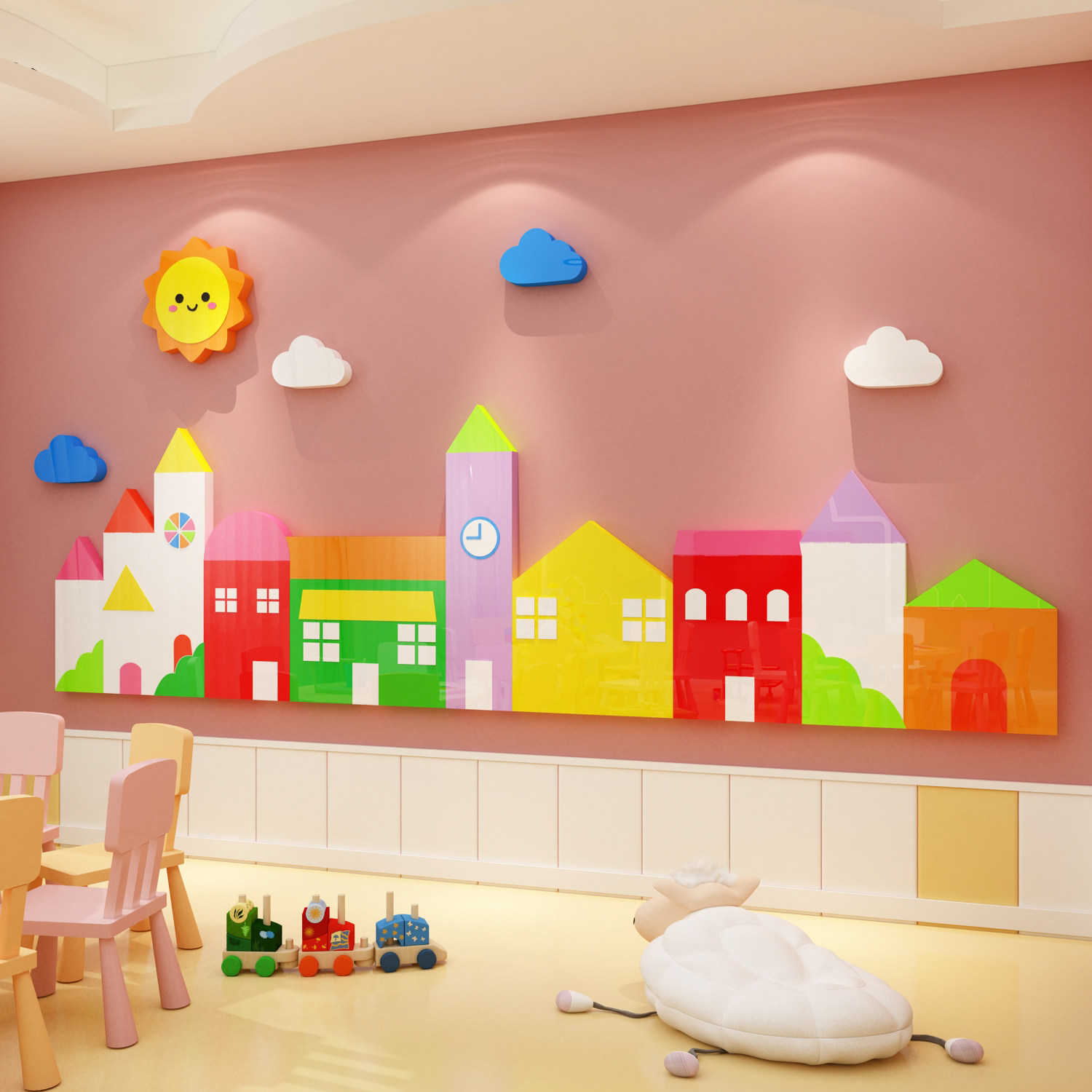 幼儿园墙面装饰环境材料布置文化托管班画教室墙贴