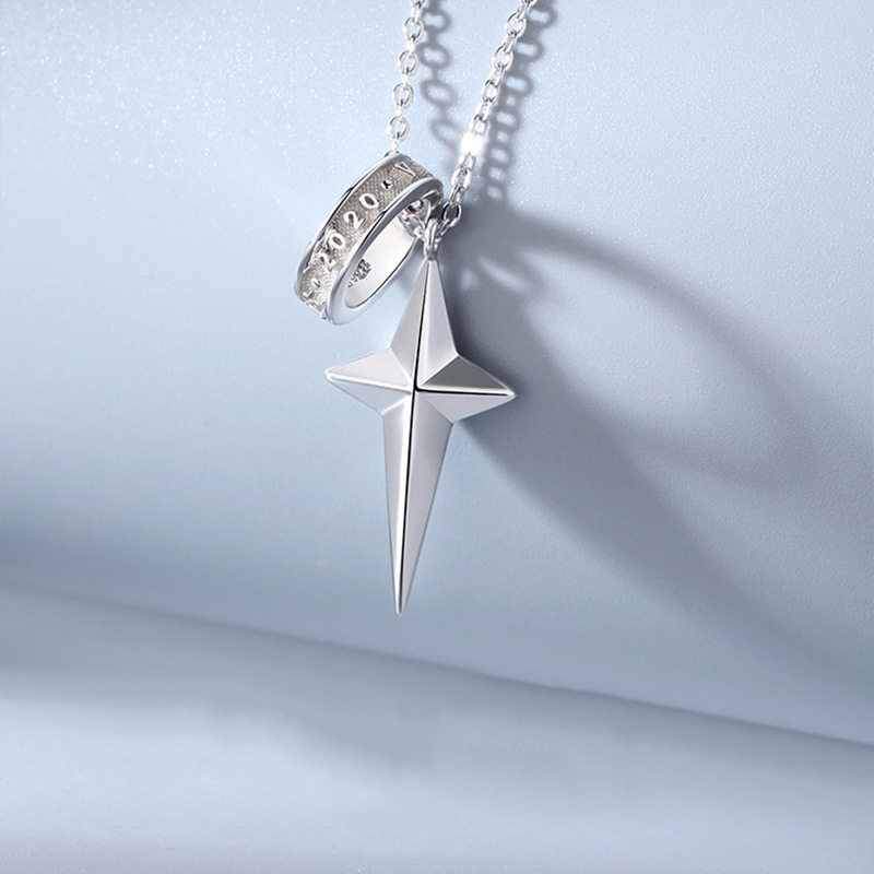 项链七夕节520男气质星芒个性嘻哈风格时尚简约十字架项链