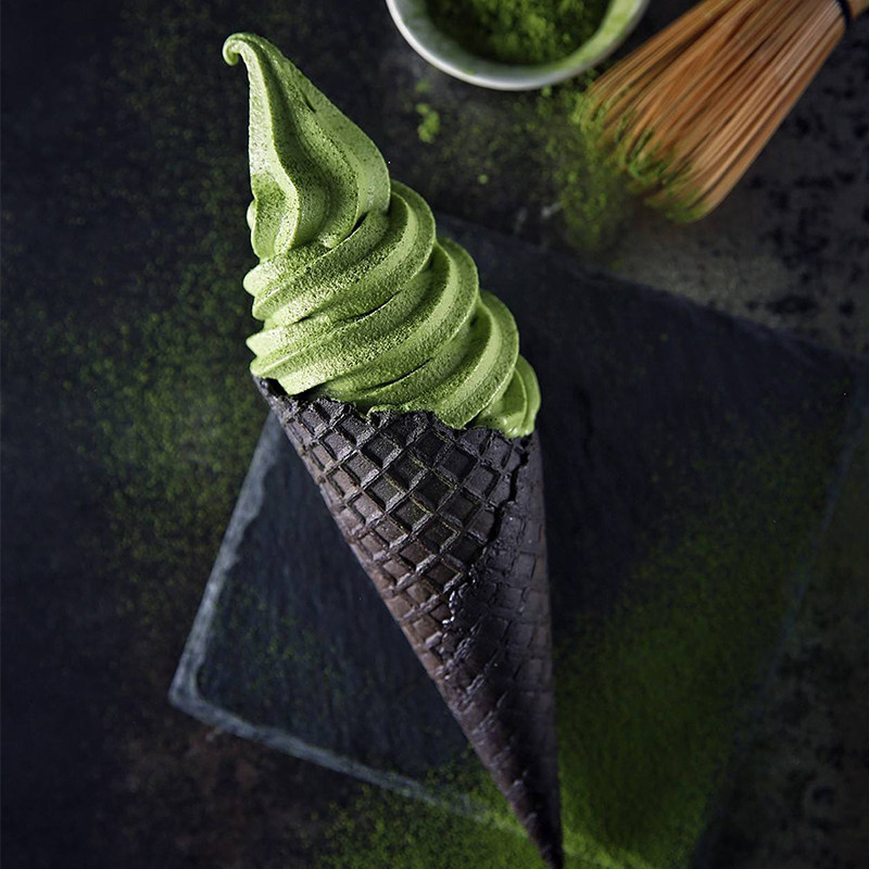 脆筒竹炭20个花边黑色甜筒脆皮冰淇淋商用冰淇淋