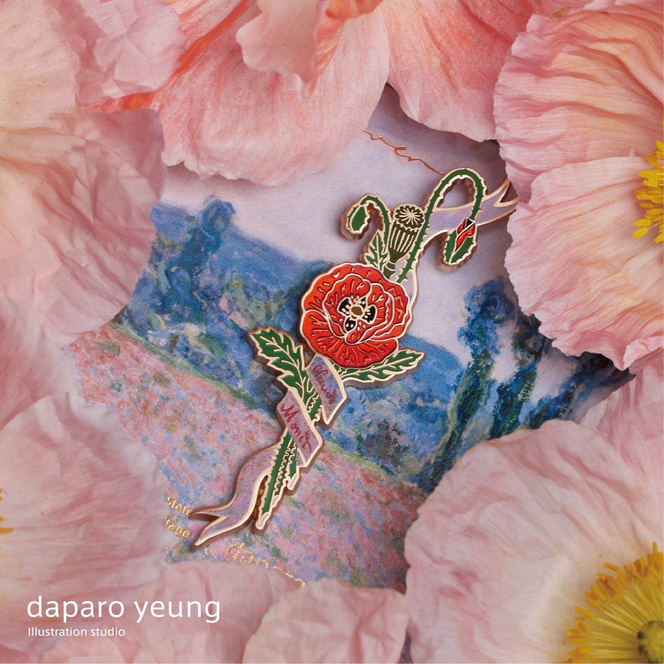 daparo莫奈虞美人联名设计师胸针高档女男高级徽章胸针