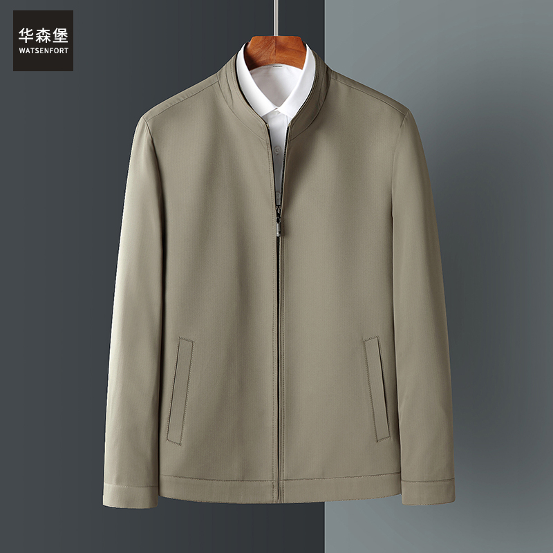 中老年人爸爸春装外套宽松40-50岁中年男士立领休闲夹克上衣服男