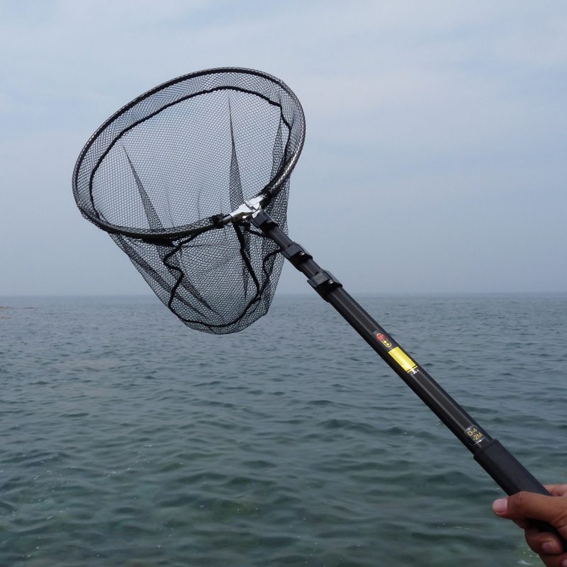 渤洋折叠抄网三节可伸缩定位鱼抄单丝网布铝合金抄网