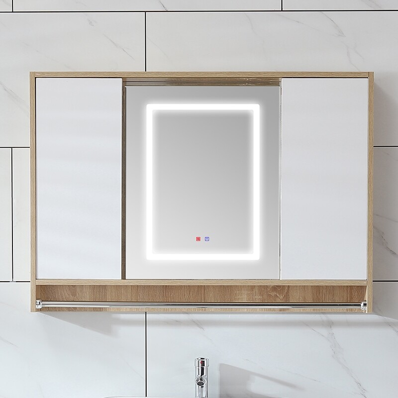 实木推拉门风水水镜隐藏藏式浴室镜柜北欧卫生间浴室镜柜