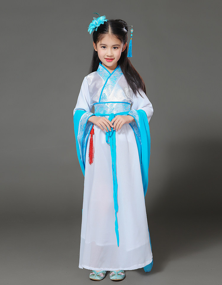 儿童古装仙女服汉服女童古代衣服公主中大童古筝演出汉服童装小孩